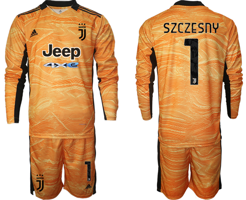 Men 2021-2022 Club Juventus orange yellow Goalkeeper Long Sleeve #1 Adidas Soccer Jersey->juventus jersey->Soccer Club Jersey
